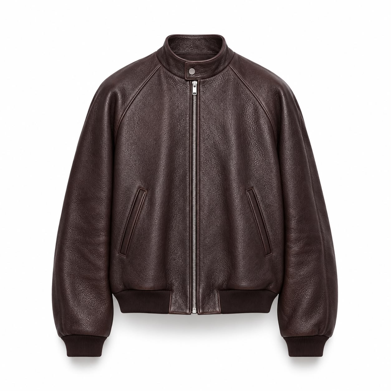 Stand-Collar Leather Bomber