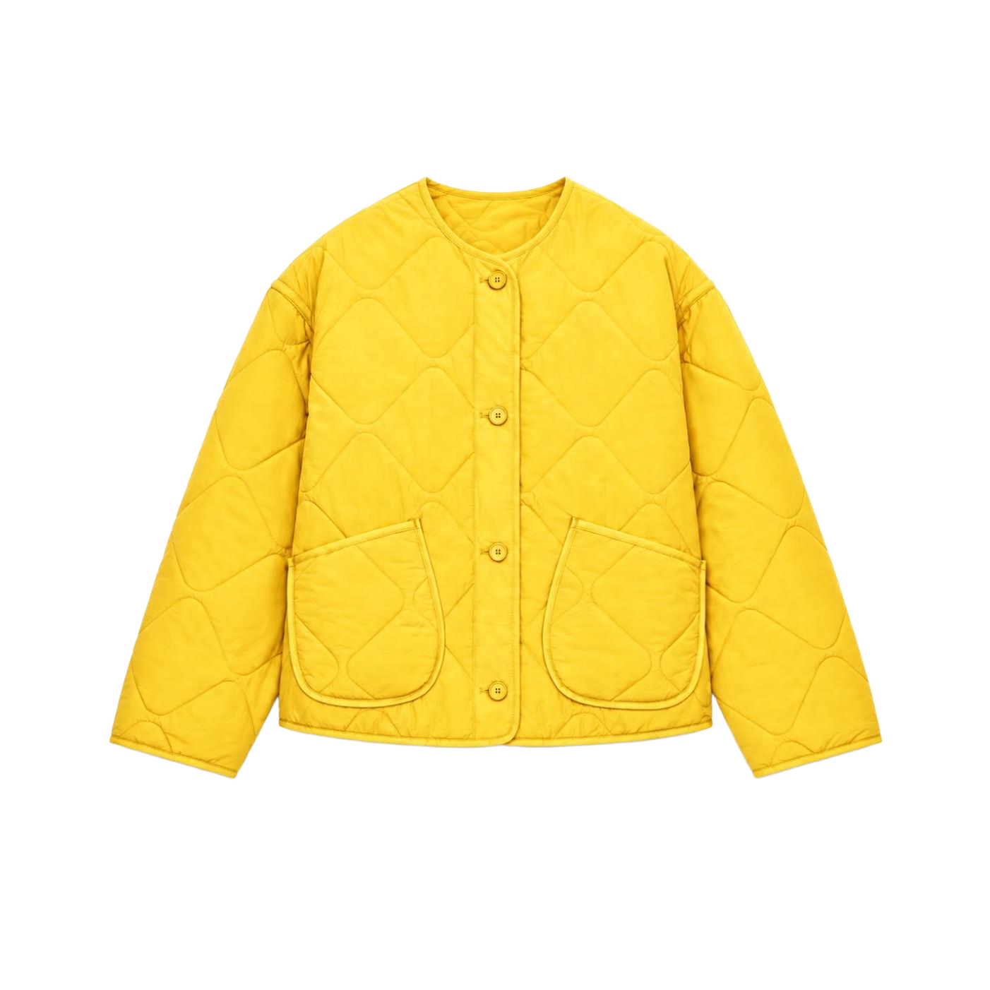 Sunshine Yellow Boxy Quilted Pocket Jacket