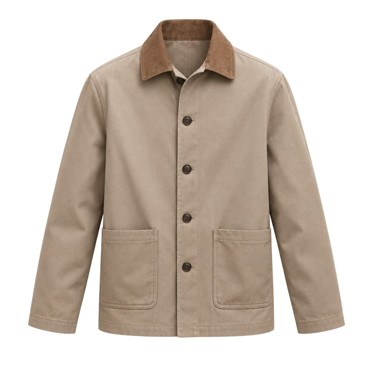 Taupe Suede-Collar Chore Jacket