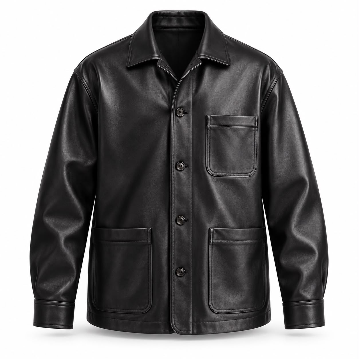 Three-Pocket Leather Chore Jacket