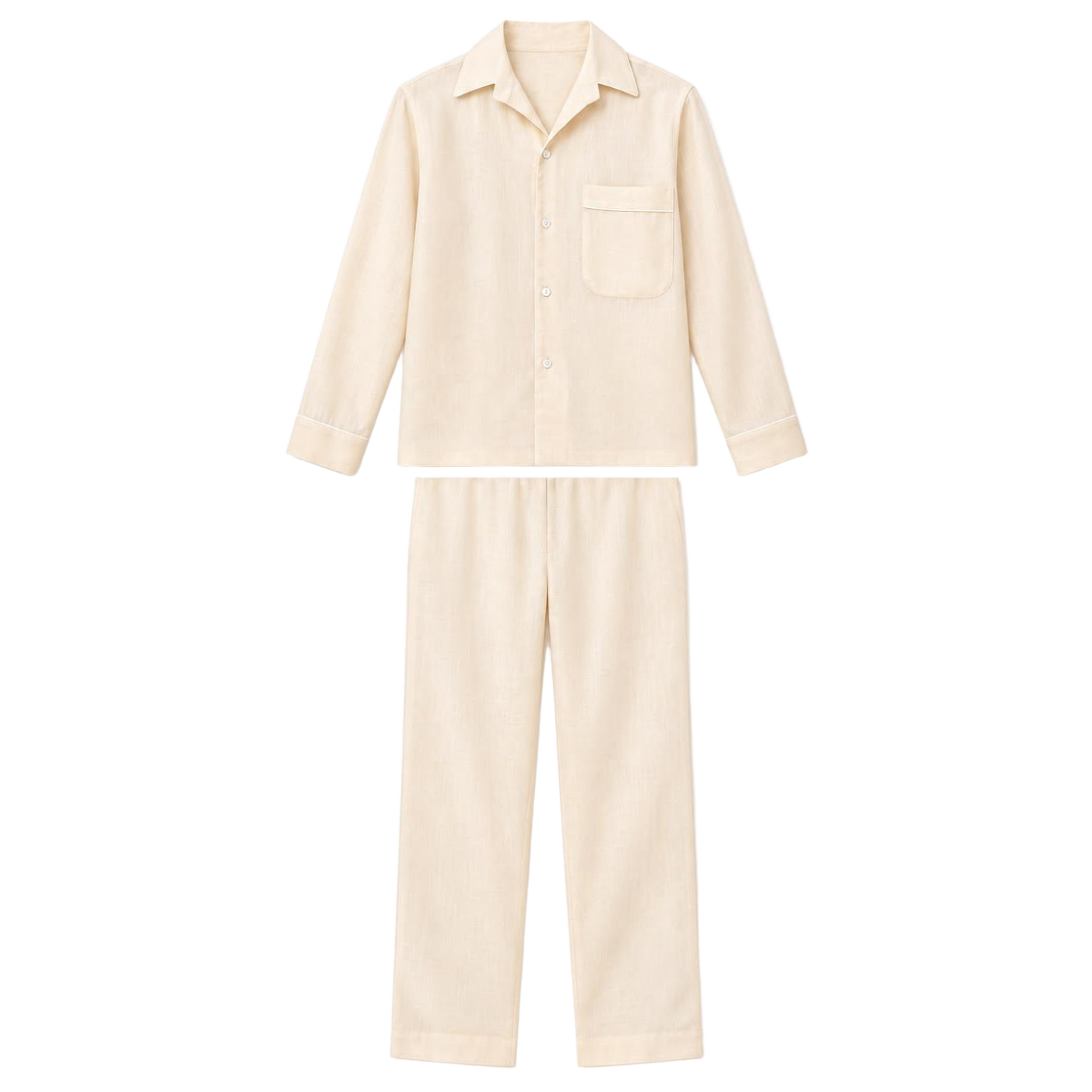 Warm Cream Classic Long Pyjama Set