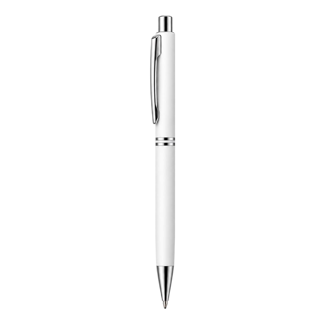 White Chrome-Trim Ballpoint Pen