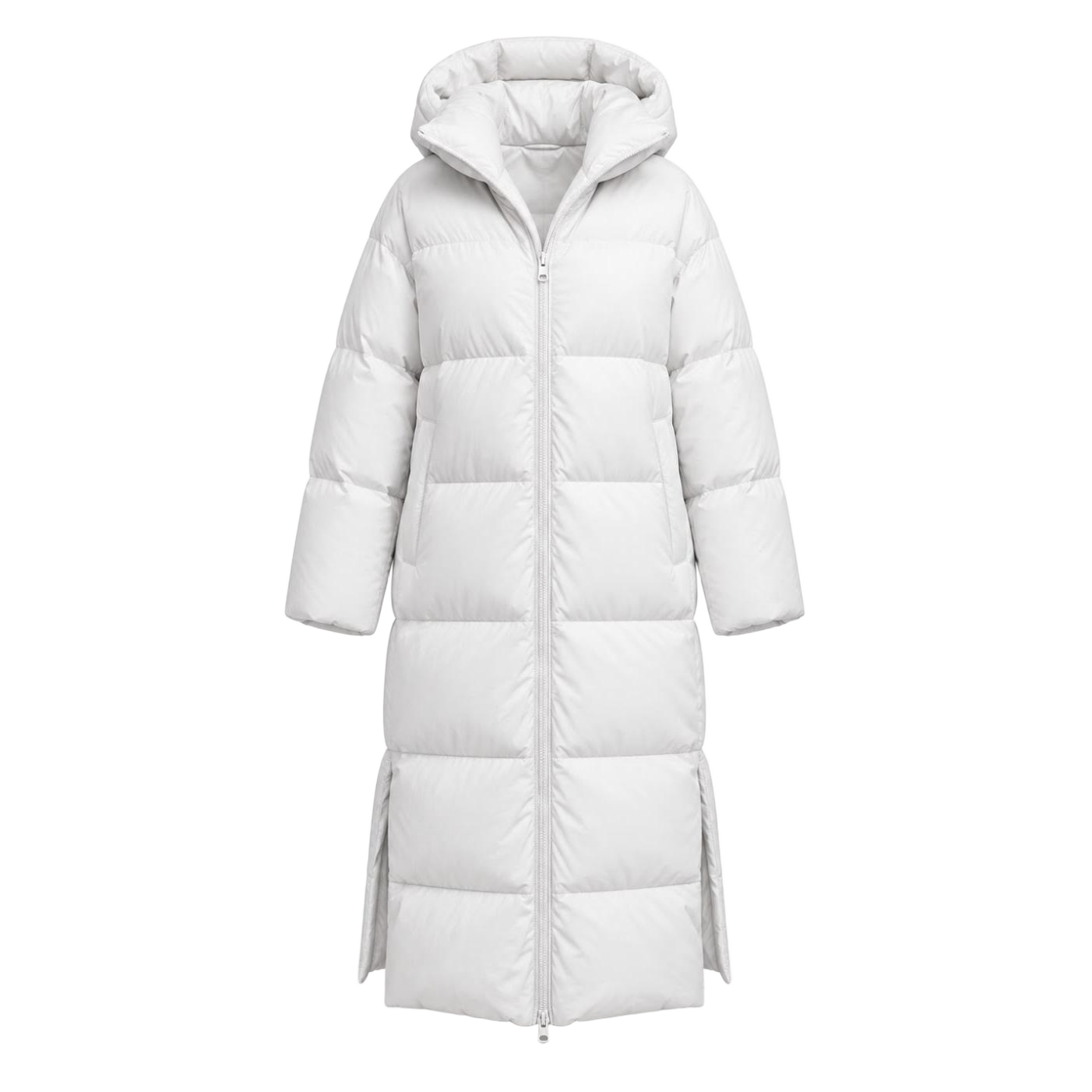 Winter White Long Hooded Puffer