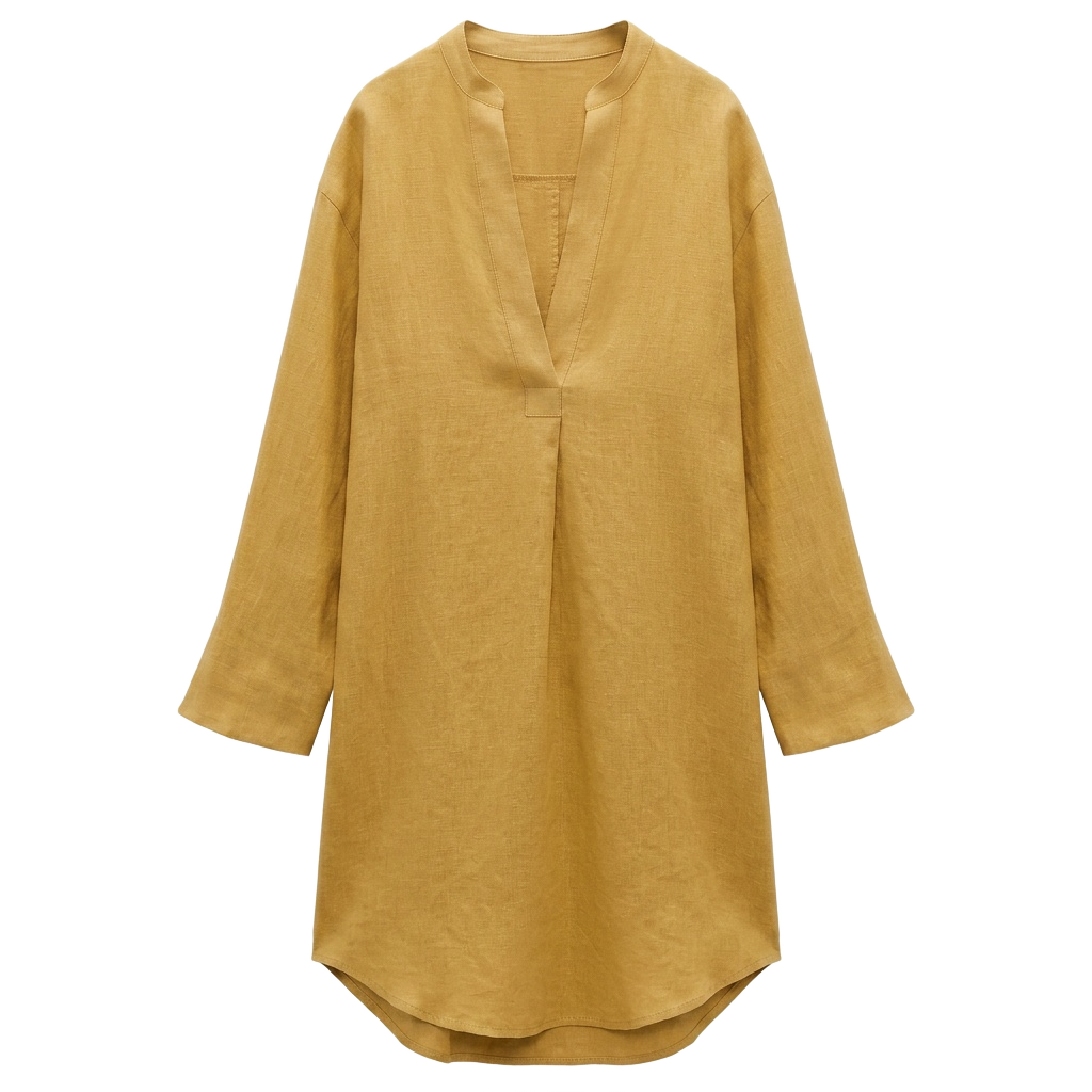 Yellow Linen Tunic Dress
