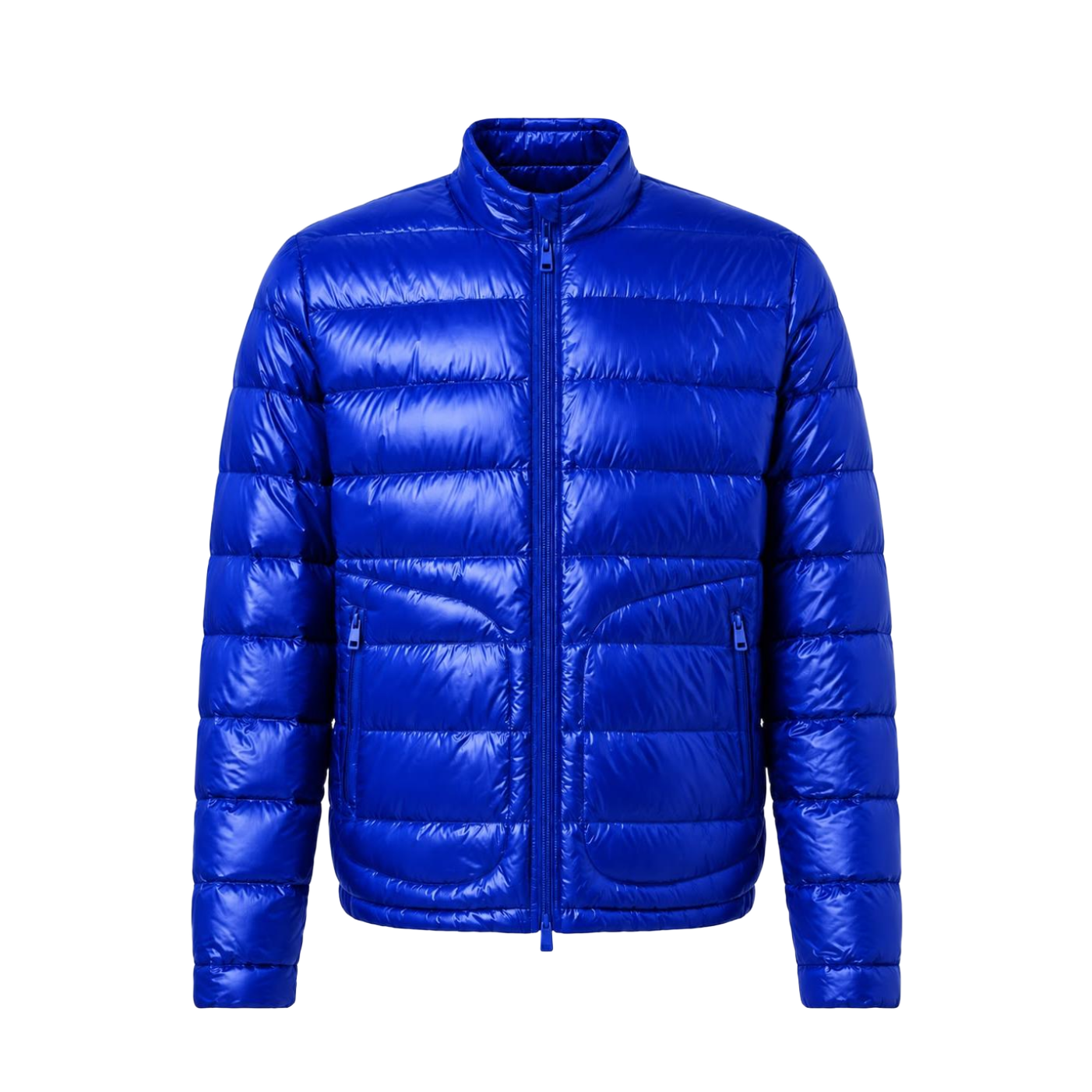 Yves Klein Blue Glossy Short Puffer